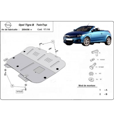 Cubre carter metalico Opel Tigra (Desde 2004 hasta 2009)