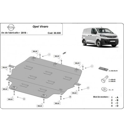 Cubre carter metalico Opel Vivaro (Desde 2019 hasta 2022)