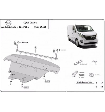 Cubre carter metalico Opel Vivaro (Desde 2014 hasta 2019)