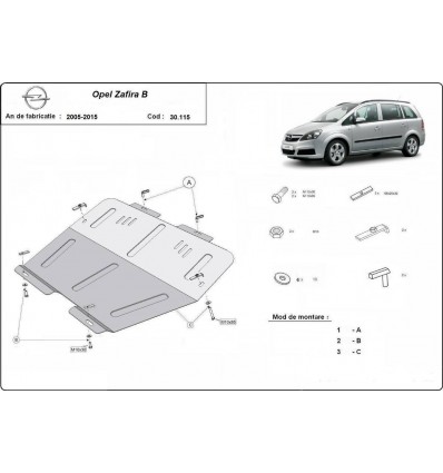 Cubre carter metalico Opel Zafira B (Desde 2005 hasta 2011)