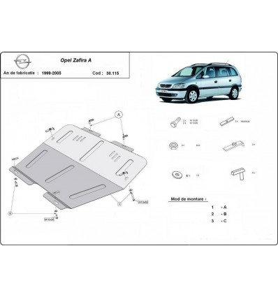 Cubre carter metalico Opel Zafira (Desde 1999 hasta 2005)