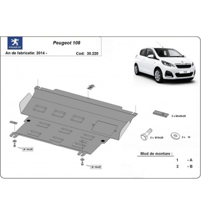 Cubre carter metalico Peugeot 108 (Desde 2014 hasta 2022)