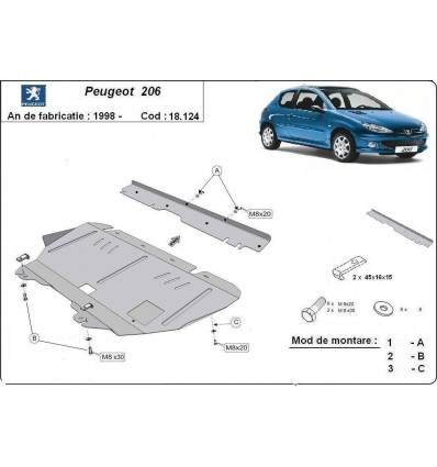 Cubre carter metalico Peugeot 206 (Desde 1998 hasta 2022)