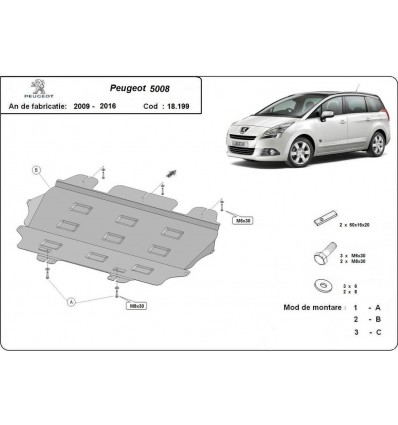 Cubre carter metalico Peugeot 5008 (Desde 2009 hasta 2017)