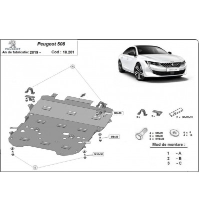 Cubre carter metalico Peugeot 508 (Desde 2019 hasta 2022)