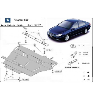 Cubre carter metalico Peugeot 607 (Desde 2001 hasta 2010)