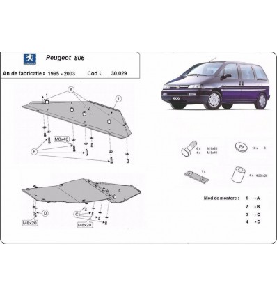 Cubre carter metalico Peugeot 806 (Desde 1995 hasta 2003)