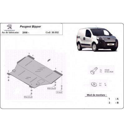 Cubre carter metalico Peugeot Bipper (Desde 2008 hasta 2022)