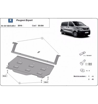 Cubre carter metalico Peugeot Expert Furgoneta (Desde 2016 hasta 2019)