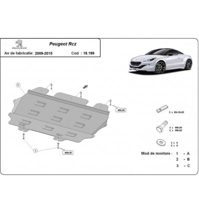 Cubre carter metalico Peugeot Rcz (Desde 2009 hasta 2015)