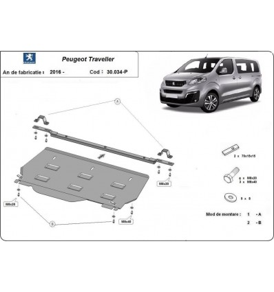 Cubre carter metalico Peugeot Traveller MPV (Desde 2016 hasta 2022)