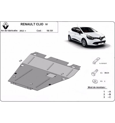 Cubre carter metalico Renault Clio 4 (Desde 2012 hasta 2019)