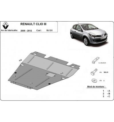 Cubre carter metalico Renault Clio 3 (Desde 2005 hasta 2012)