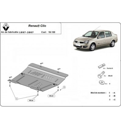 Cubre carter metalico Renault Clio 2 (Desde 1997 hasta 2007)