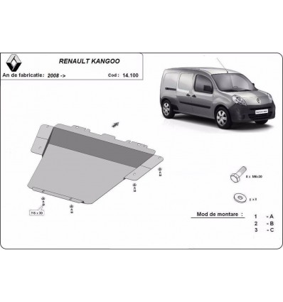 Cubre carter metalico Renault Kangoo (Desde 2008 hasta 2021)