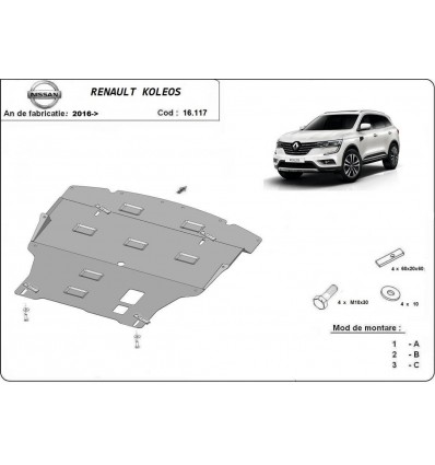 Cubre carter metalico Renault Koleos (Desde 2016 hasta 2022)