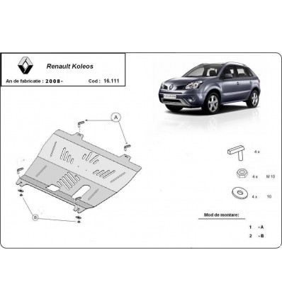 Cubre carter metalico Renault Koleos (Desde 2008 hasta 2016)