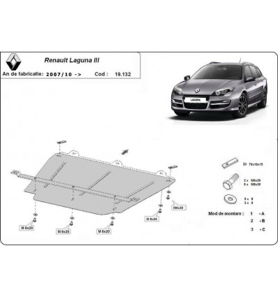 Cubre carter metalico Renault Laguna 3 (Desde 2007 hasta 2015)