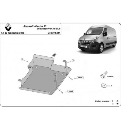 Protección del depósito de AdBlue Renault Master 3 (Desde 2016 hasta 2022)