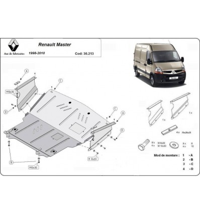 Cubre carter metalico Renault Master 2 (Desde 1998 hasta 2010)