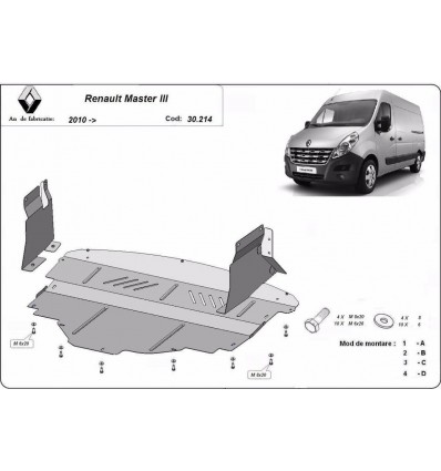 Cubre carter metalico Renault Master 3 (Desde 2010 hasta 2022)