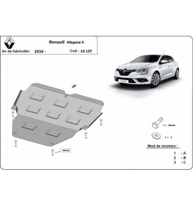 Cubre carter metalico Renault Megane 4 (Desde 2016 hasta 2022)