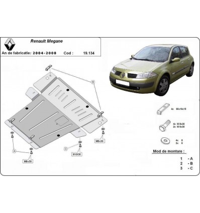 Cubre carter metalico Renault Megane 2 (Desde 2004 hasta 2008)