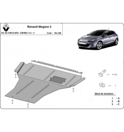 Cubre carter metalico Renault Megane 3 (Desde 2008 hasta 2016)