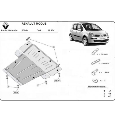 Cubre carter metalico Renault Modus (Desde 2004 hasta 2008)