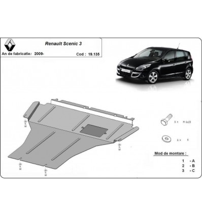 Cubre carter metalico Renault Scenic 3 (Desde 2009 hasta 2015)