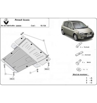 Cubre carter metalico Renault Scenic (Desde 2004 hasta 2008)