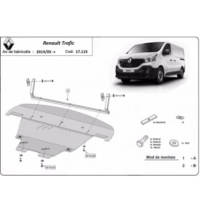 Cubre carter metalico Renault Trafic (Desde 2014 hasta 2022)