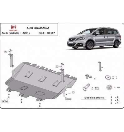 Cubre carter metalico Seat Alhambra (Desde 2010 hasta 2020)