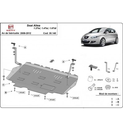 Cubre carter metalico Seat Altea (Desde 2010 hasta 2015)