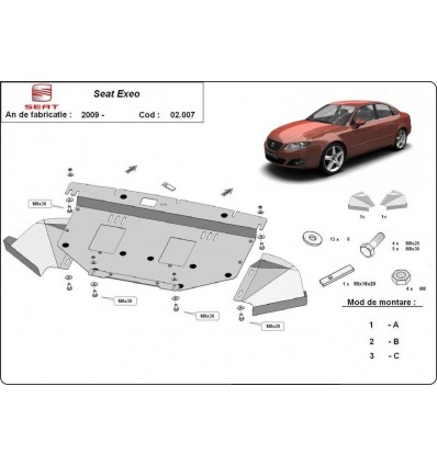 Cubre carter metalico Seat Exeo (Desde 2008 hasta 2013)