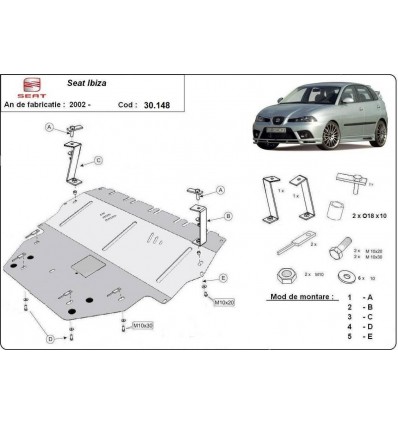 Cubre carter metalico Seat Ibiza Diesel (Desde 2002 hasta 2017)