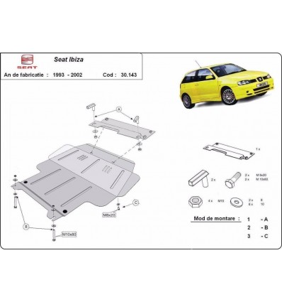 Cubre carter metalico Seat Ibiza (Desde 1993 hasta 2002)