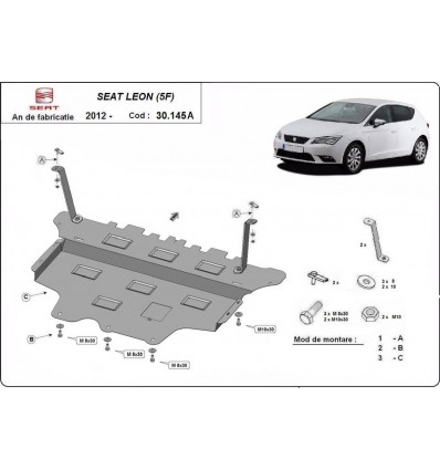 Cubre carter metalico Seat Leon - Caja de cambios automática (Desde 2012 hasta 2022)