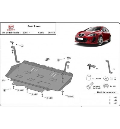 Cubre carter metalico Seat Leon 2 (Desde 2005 hasta 2010)