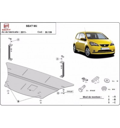 Cubre carter metalico Seat Mii (Desde 2011 hasta 2022)