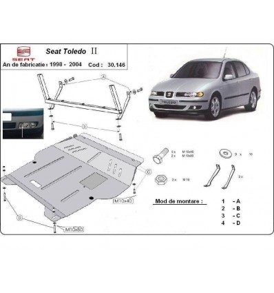 Cubre carter metalico Seat Toledo 2 (Desde 1998 hasta 2004)