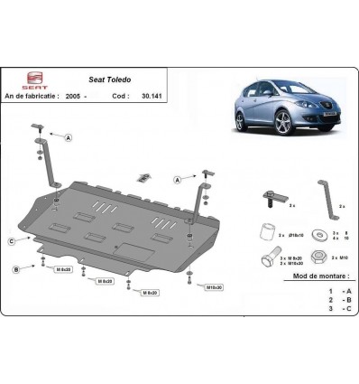 Cubre carter metalico Seat Toledo 3 (Desde 2005 hasta 2012)