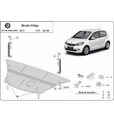 Cubre carter metalico Skoda Citigo (Desde 2011 hasta 2022)