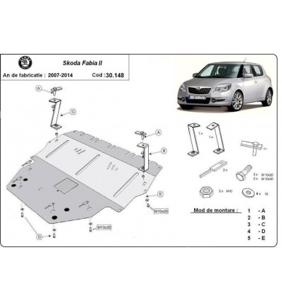 Cubre carter metalico Skoda Fabia 2 Diesel (Desde 2007 hasta 2014)