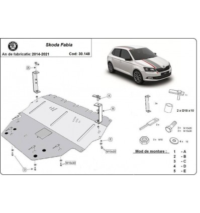 Cubre carter metalico Skoda Fabia 3 Diesel (Desde 2014 hasta 2022)