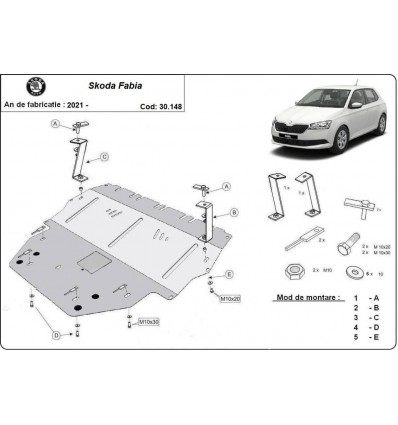 Cubre carter metalico Skoda Fabia 4 (Desde 2021 hasta 2022)