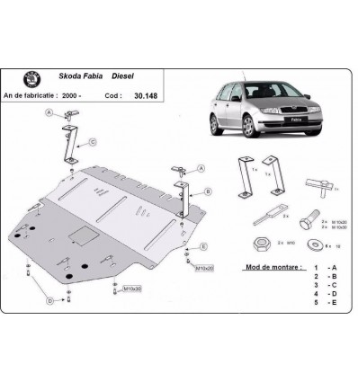 Cubre carter metalico Skoda Fabia Diesel (Desde 1999 hasta 2007)