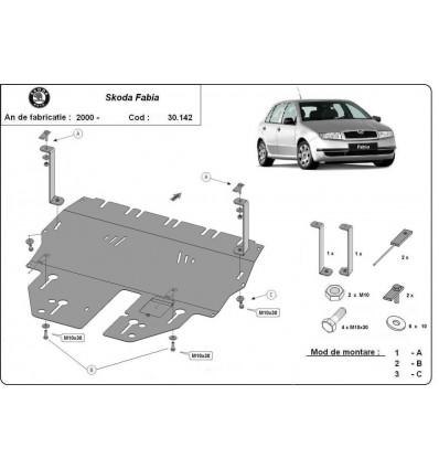 Cubre carter metalico Skoda Fabia 1 (Desde 1999 hasta 2007)