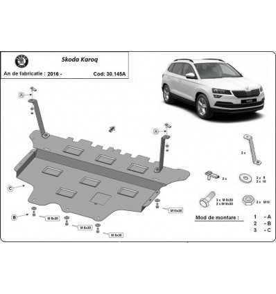 Cubre carter metalico Skoda Karoq - caja de cambios automática (Desde 2016 hasta 2022)