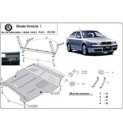 Cubre carter metalico Skoda Octavia 1 (Desde 1998 hasta 2010)